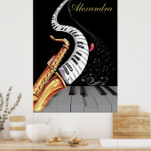 Muzieknotitie saxophone persoonlijke piano poster (Keuken)