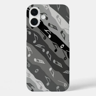 Muzieknotitie Strepen Grijs iPhone 16 Plus Hoesje