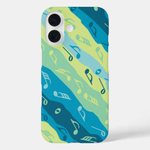Muzieknotitie strepen groen en blauw iPhone 16 hoesje