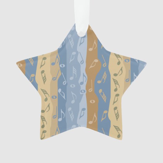 Muzieknotitie stripes Brown en Blue Ornament (voorkant)