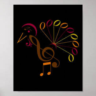 Muzieknotitie Symbool Turkije Muziekleraar Thanksg Poster