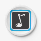Muzieknotitie vet minimalistisch muzikaal symbool papieren bordje (Voorkant)