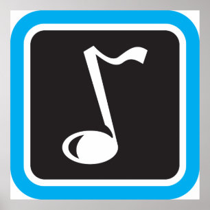 Muzieknotitie vet minimalistisch muzikaal symbool poster