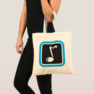 Muzieknotitie vet minimalistisch muzikaal symbool tote bag