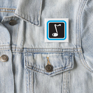 Muzieknotitie vet minimalistisch muzikaal symbool vierkante button 5,1 cm
