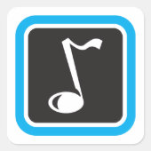 Muzieknotitie vet minimalistisch muzikaal symbool vierkante sticker (Voorkant)