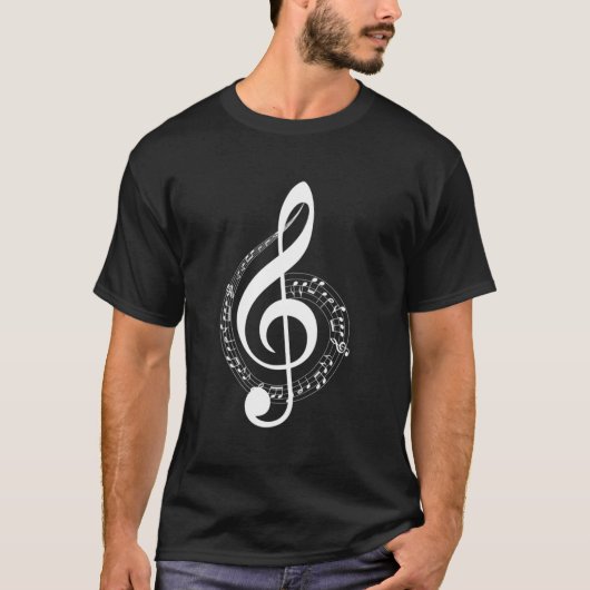 Muzieknotitie White Treble Clef Musical-symbool vo T-shirt (Voorkant)