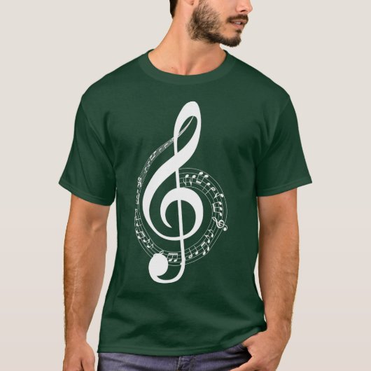Muzieknotitie White Treble Clef Musical-symbool vo T-shirt (Voorkant)