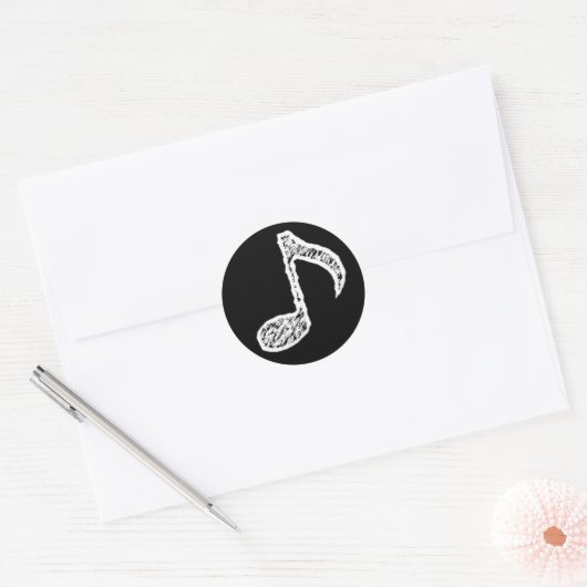 Muzieknotitie -Witte Sticker (Envelop)