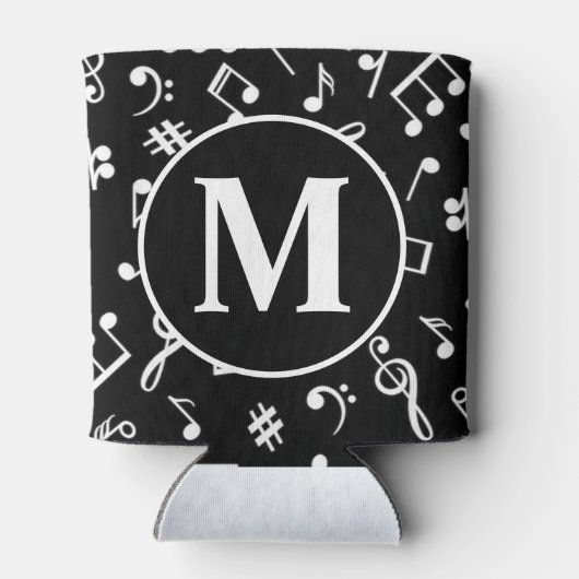 Muzieknotitie zwart-wit blikjeskoeler (Achterkant)