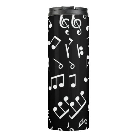 Muzieknotitie zwart-wit thermosbeker (Achterkant)
