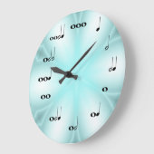 Muzieknotitieklok op licht blauw grote klok (Hoek)