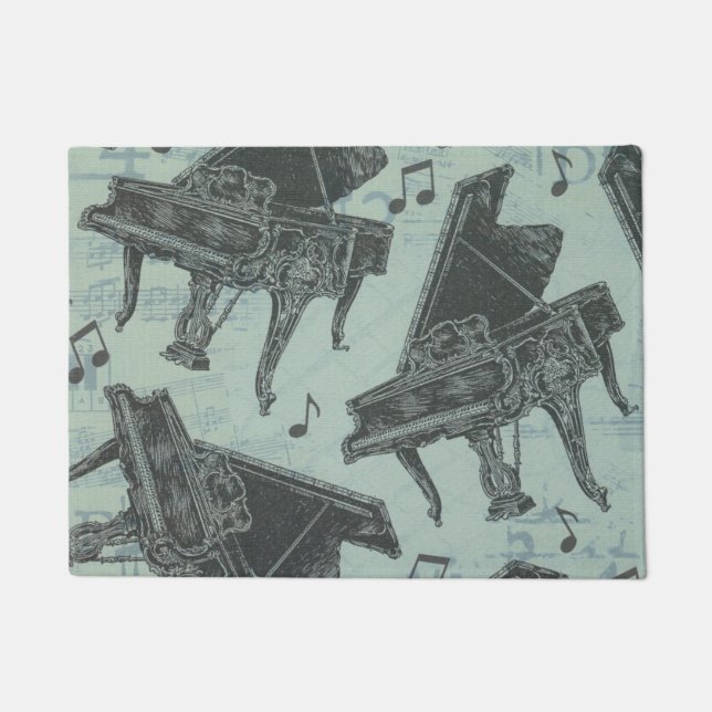 Muzieknotitiepatroon Muziek Theme Doormat Deurmat (Voorkant)