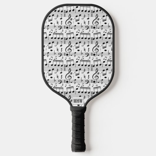Muzieknotities, aangepast monogram pickleball paddle (Voorkant)