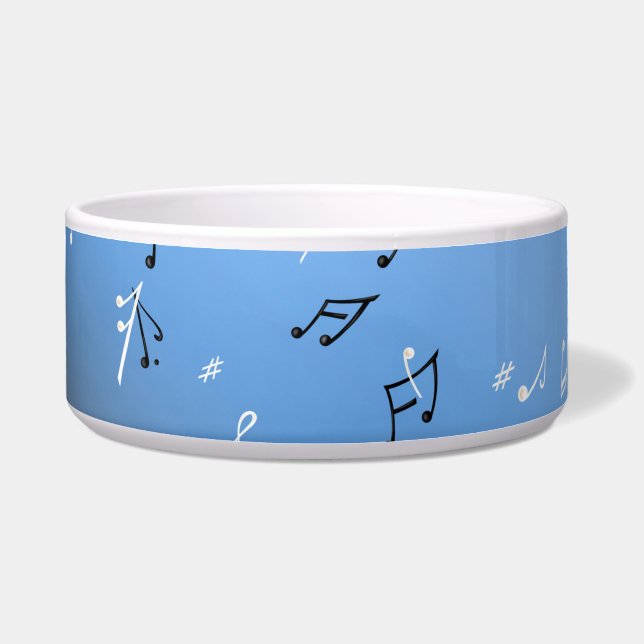 Muzieknotities Blue Moon Ceramic Pet Bowl Voerbakje (Voorkant)