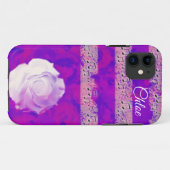 Muzieknotities, een witte roze en Jouw naam Case-Mate iPhone Case (Achterkant (horizontaal))