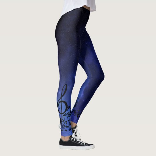 Muzieknotities en blauwe constellaties leggings (Rechts)