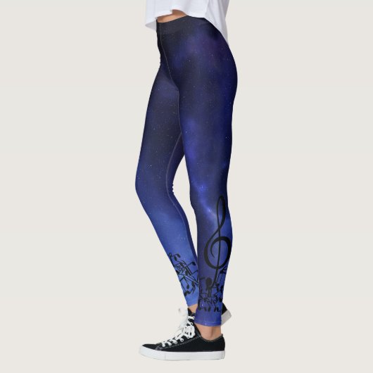 Muzieknotities en blauwe constellaties leggings (Links)