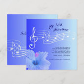 Muzieknotities en hibiscus Weddenschap Kaart (Voorkant / Achterkant)