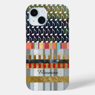 muzieknotities en strepen patroonkoel iPhone 15 case