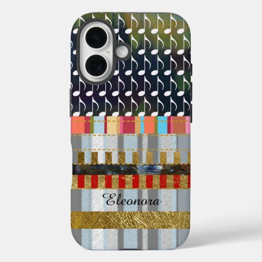 muzieknotities en strepen patroonkoel Case-Mate iPhone case (Achterkant)