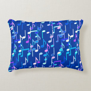 Muzieknotities — indigo blauw, multi accent kussen
