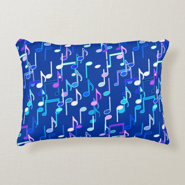 Muzieknotities — indigo blauw, multi accent kussen (Voorkant)