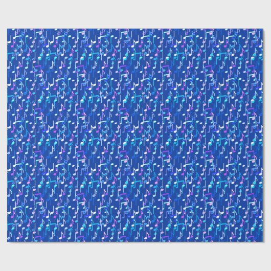 Muzieknotities — indigo blauw, multi cadeaupapier (Vlak)