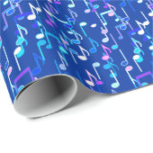 Muzieknotities — indigo blauw, multi cadeaupapier (Rol Hoek)