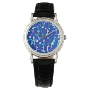 Muzieknotities — indigo blauw, multi horloge