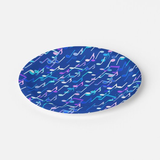 Muzieknotities — indigo blauw, multi papieren bordje (Gekanteld)