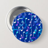 Muzieknotities — indigo blauw, multi ronde button 7,6 cm (Voorkant /achterkant)