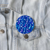 Muzieknotities — indigo blauw, multi ronde button 7,6 cm (In situ)