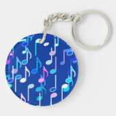 Muzieknotities — indigo blauw, multi sleutelhanger (Achterkant)