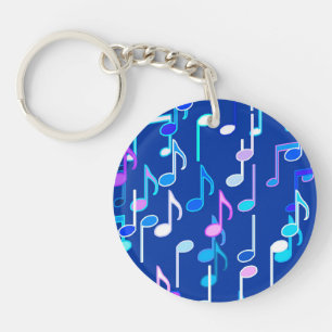 Muzieknotities — indigo blauw, multi sleutelhanger