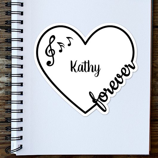 Muzieknotities Liefde Heart Line Aangepaste naam Sticker