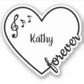 Muzieknotities Liefde Heart Line Aangepaste naam Sticker (Voorkant)