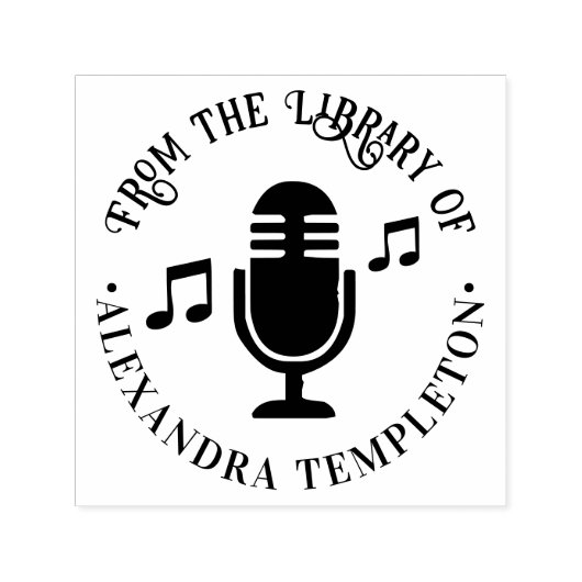 Muzieknotities, Microfoon Ronde Bibliotheek Boekna Zelfinktende Stempel (Design)