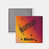 Muzieknotities op een gevarieerde achtergrond magneet (Voorkant / Achterkant)