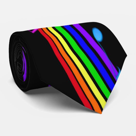 muzieknotities over regenboog stropdas (Opgerold)