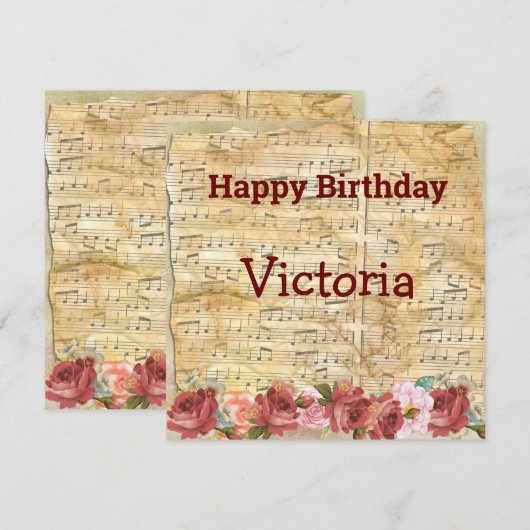 Muzieknotities  Persoonlijke verjaardagskaart (Voorkant / Achterkant)