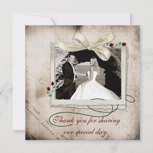 Muzieknotities Roos Fotokaart Bedankkaart (Voorkant)