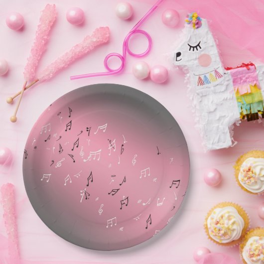 Muzieknotities Roze moonlight Bord (Feest)
