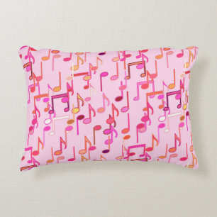 Muzieknotities — roze, multi decoratief kussen