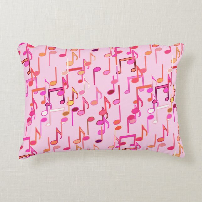 Muzieknotities — roze, multi decoratief kussen (Voorkant)
