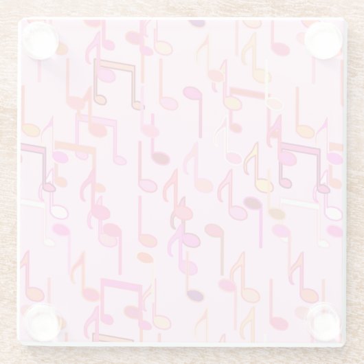 Muzieknotities — roze, multi glazen onderzetter (Achterkant)