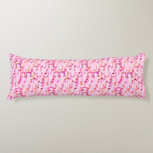 Muzieknotities — roze, multi lichaamskussen (Voorkant)