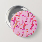 Muzieknotities — roze, multi ronde button 7,6 cm (Voorkant /achterkant)