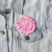 Muzieknotities — roze, multi ronde button 7,6 cm (In situ)