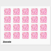 Muzieknotities — roze, multi vierkante sticker (Vel)